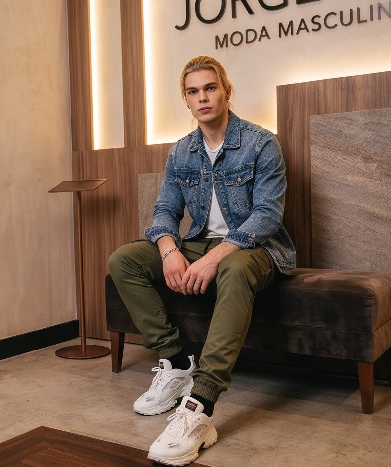 Pantalón jogger cargo para hombre con cintura elástica y cordón ajustable, bolsillos laterales con solapa y bajo elástico ajustado, disponible en cuatro colores: camel, gris plomo, verde militar y negro.