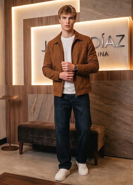 Pantalones vaqueros rectos para hombre de corte clásico y tiro medio, confeccionados en tejido denim estructurado y resistente con bolsillos frontales y traseros, disponibles en tonos azul medio lavado y azul marino oscuro intenso.