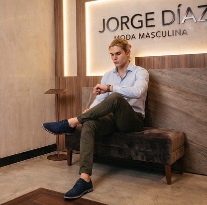 Zapatos casuales de estilo brogue para hombre, disponibles en cuatro colores: marrón, azul marino, negro y marrón oscuro. Cuentan con un diseño de cordones, detalles decorativos de perforaciones y una suela de goma blanca en contraste.