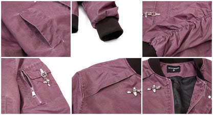 Jesús - Chaqueta Bomber Urbana Oversize para Hombre: Estilo Casual y Manga Fruncida