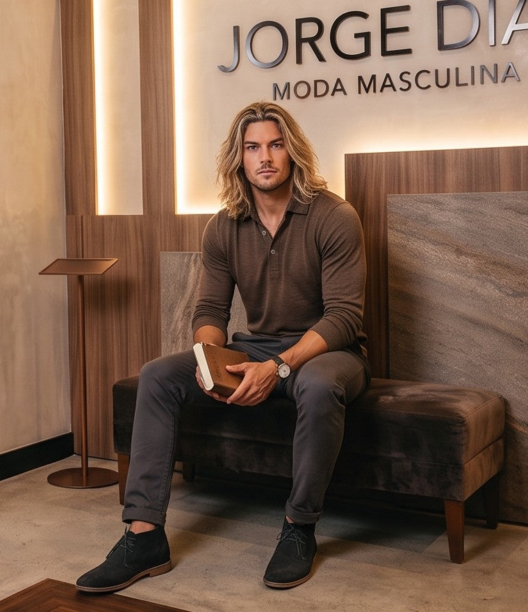 Polo de manga larga para hombre estilo Henley en tejido jaspeado suave, con cuello camisero clásico y tapeta frontal de botones, disponible en blanco, marrón camel, gris marengo, azul marino y negro