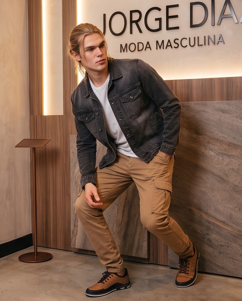Zapato casual y ergonómico para hombre en acabado de cuero con cordones elásticos ajustables y suela deportiva antideslizante, disponible en cuatro colores: negro, gris, marrón café y camel.